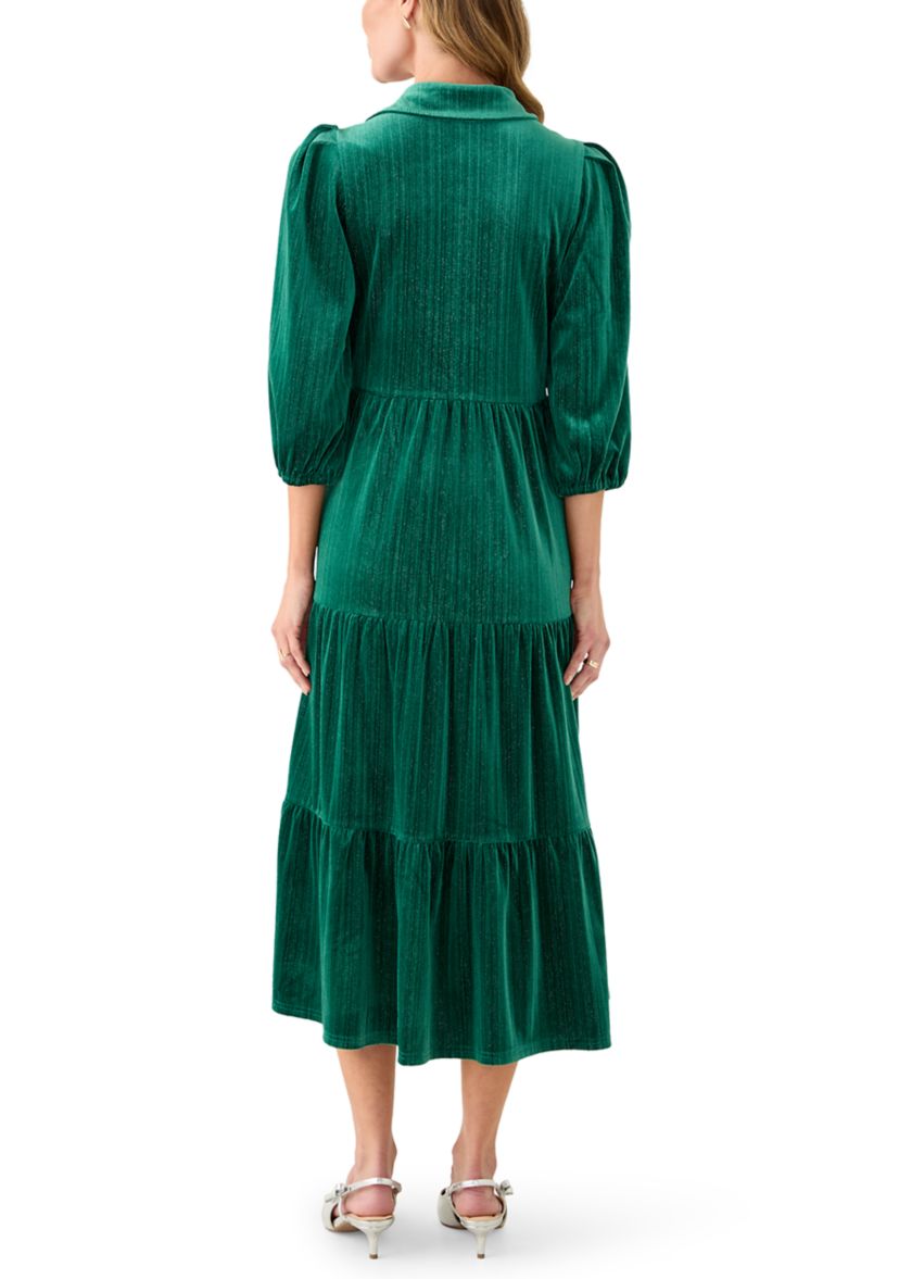 Womens Velvet Shine Midi Shirtdress