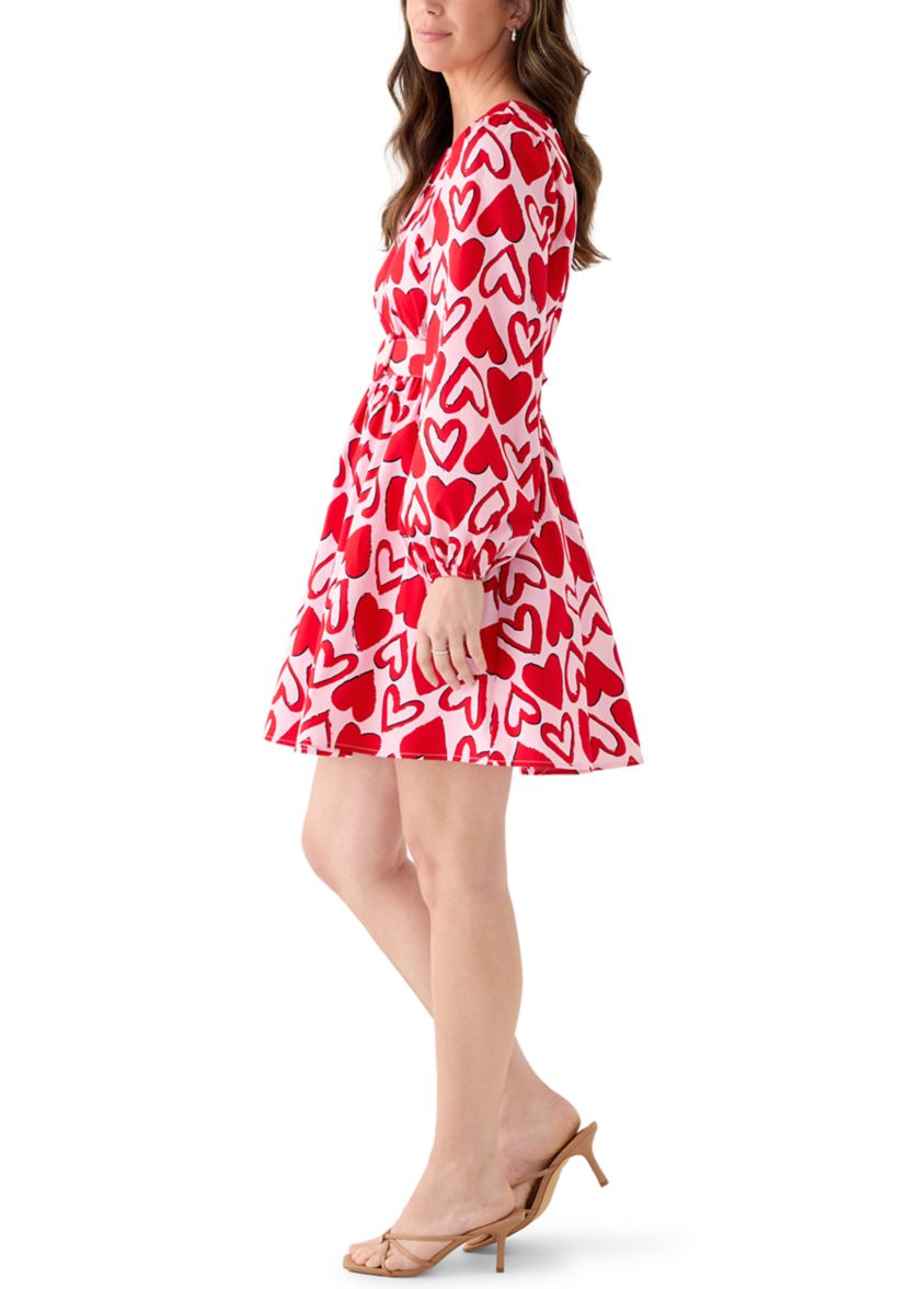 Crown & Ivy Women's Long Sleeve Printed Poplin Swing Dress, XL, Cotton