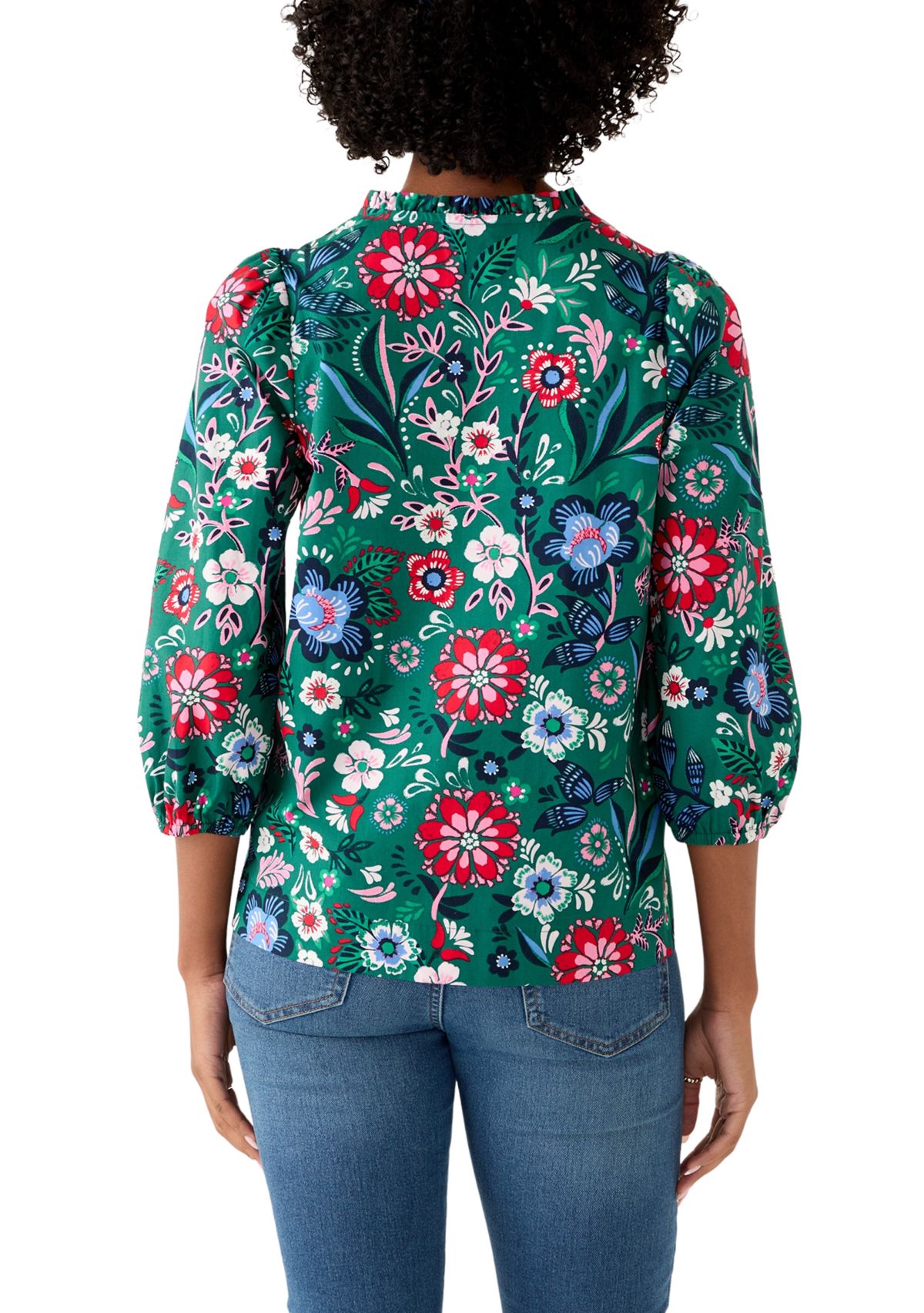 Womens Three-Quarter Sleeve V-Neck Top