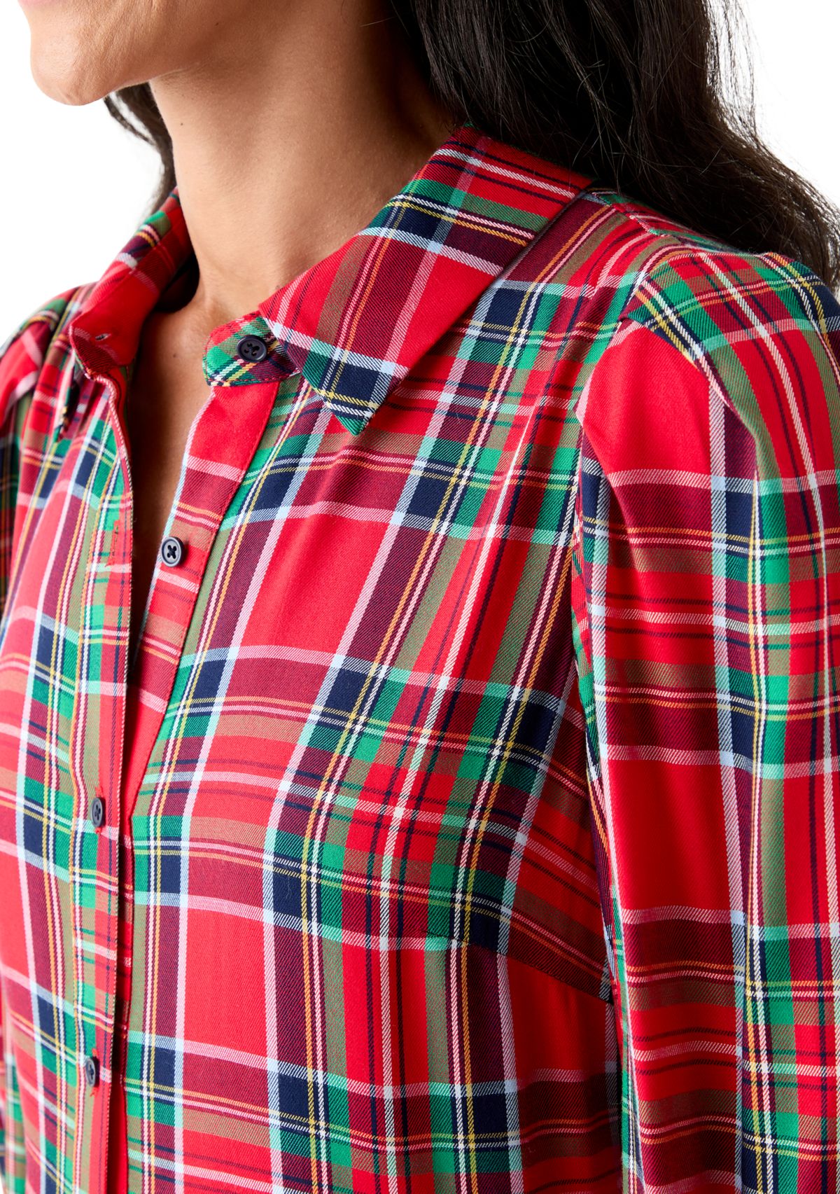 Womens Long Sleeve Button Front Maxi Print Dress