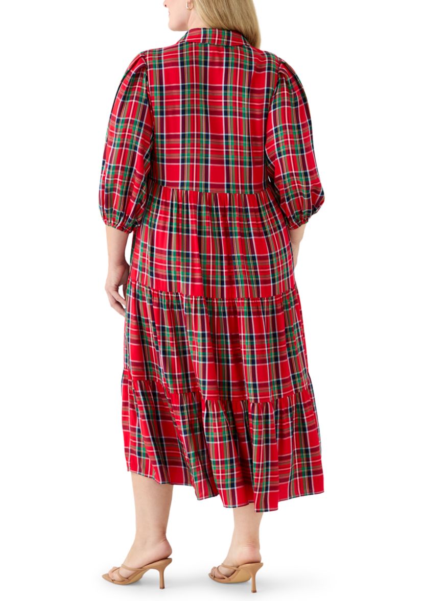 Plus Size Long Sleeve Printed Maxi Dress