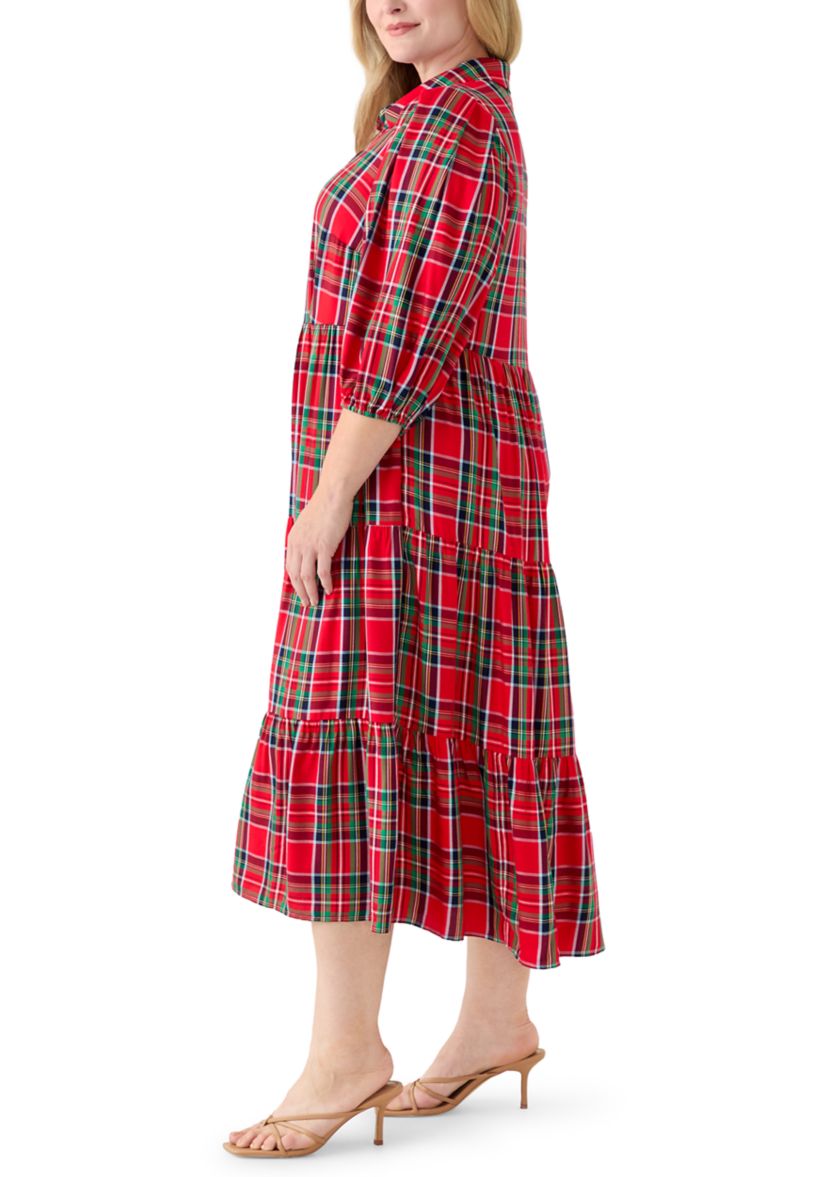 Plus Size Long Sleeve Printed Maxi Dress