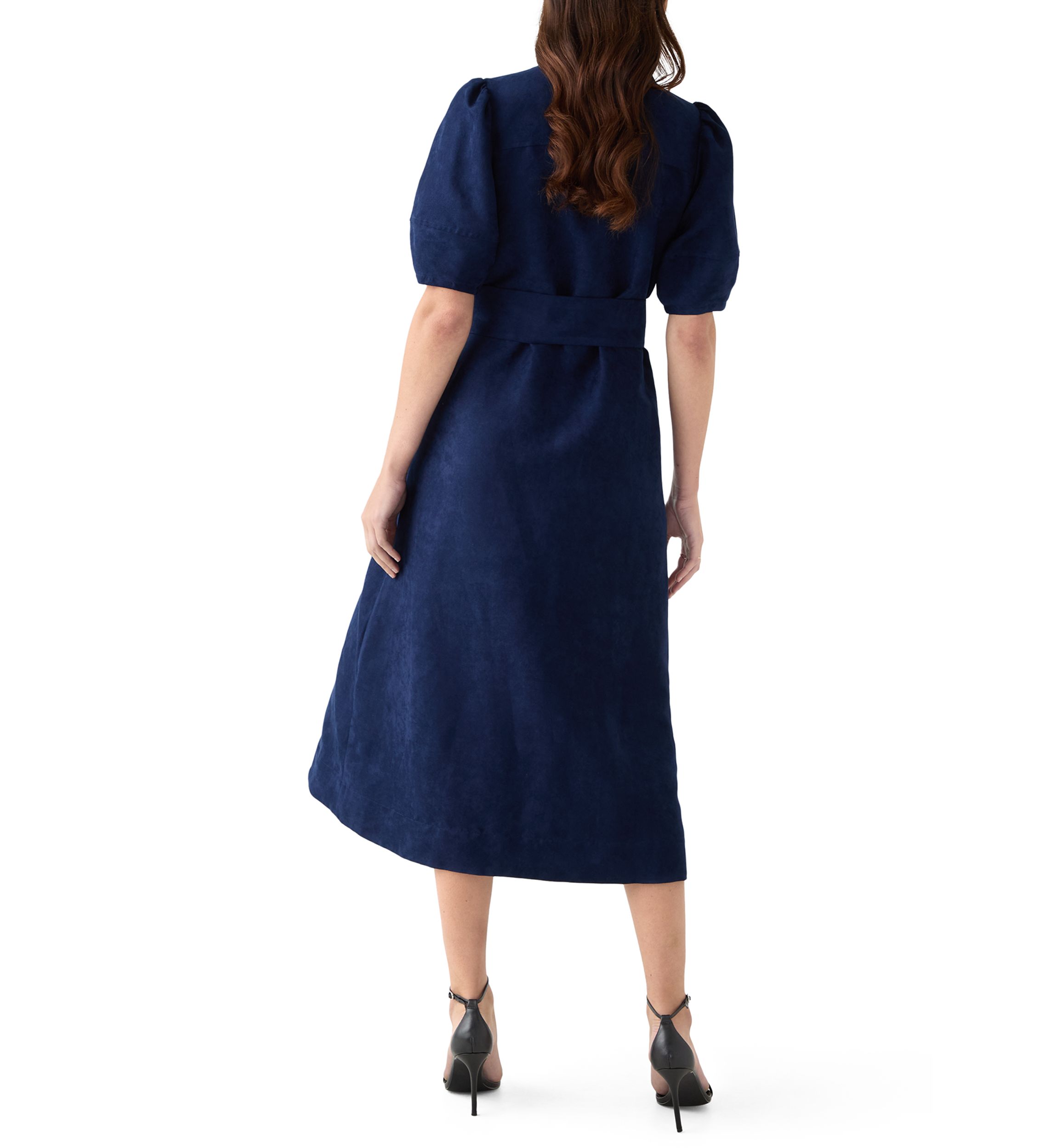 Womens Suede Midi Shirt Dress