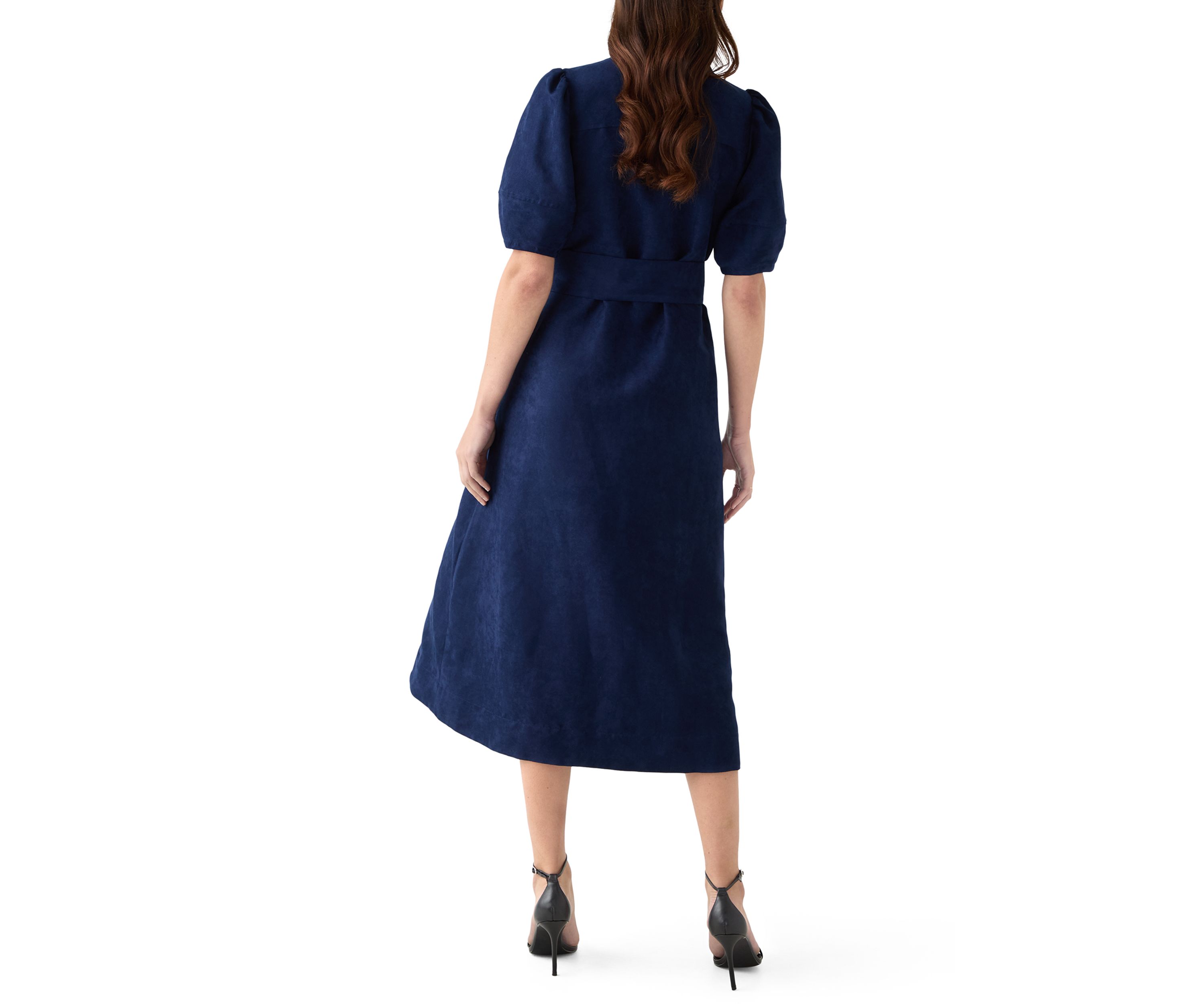 Womens Suede Midi Shirt Dress