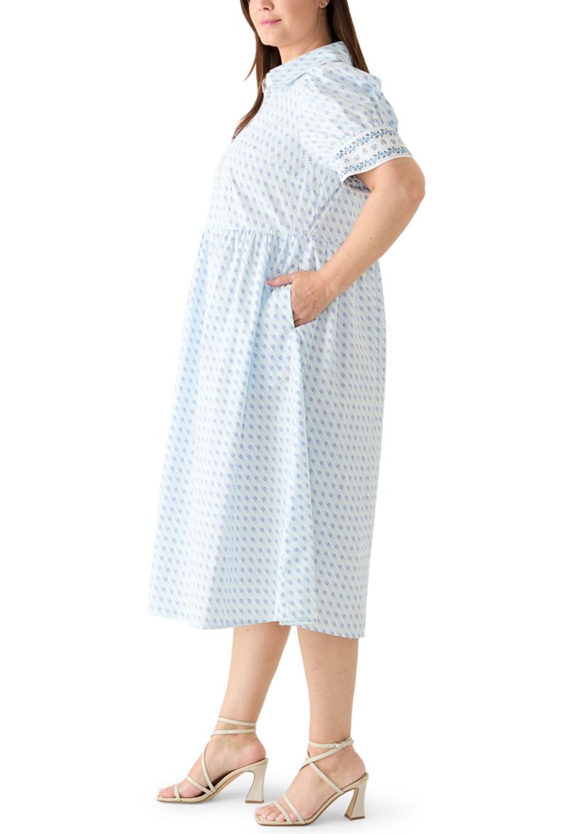 Crown & Ivy Plus Size Short Sleeve Button Front Midi Shirt Dress | Belk