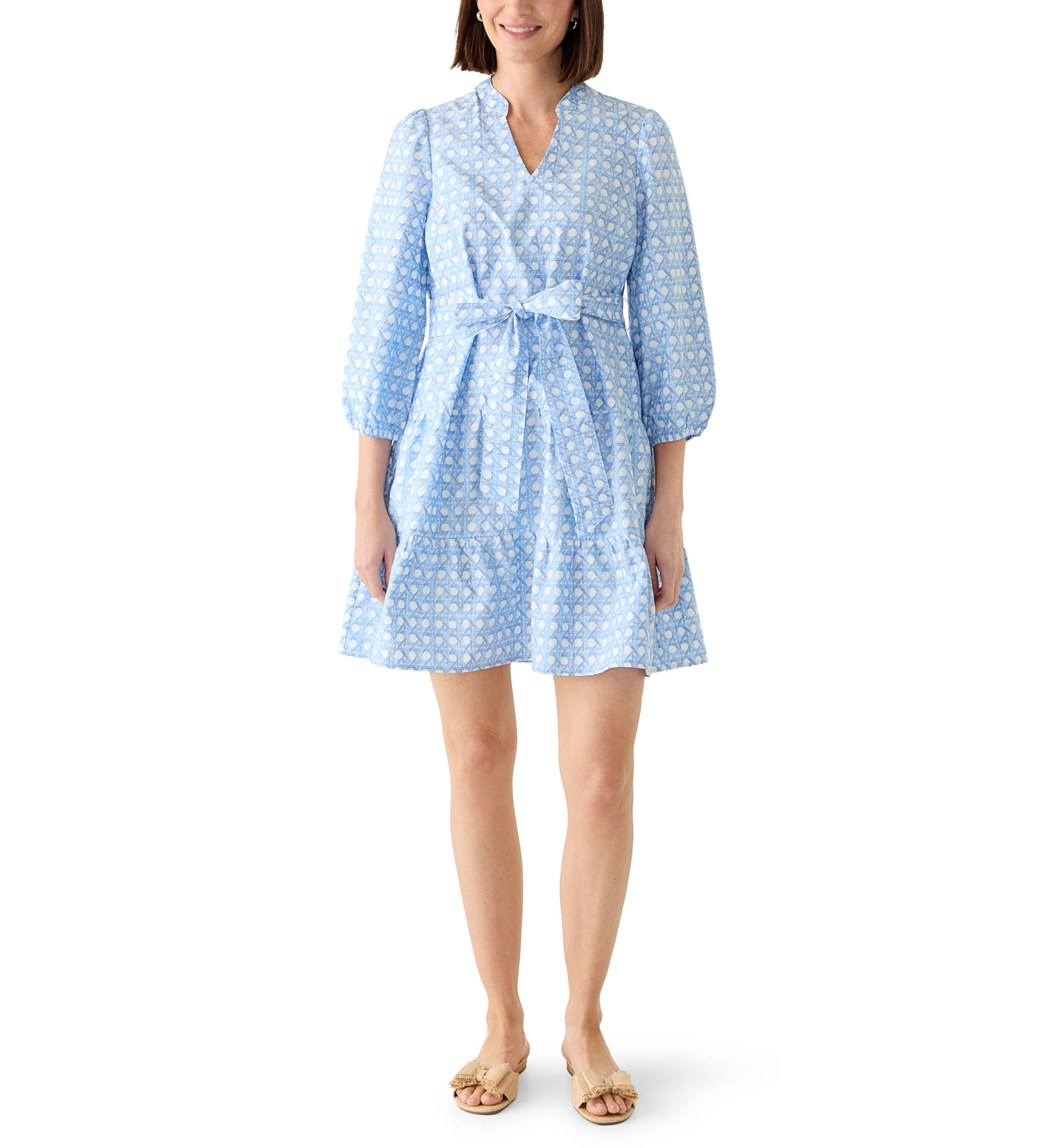 Crown & Ivy Women's 3/4 Sleeve Belted Peasant Dress | Belk