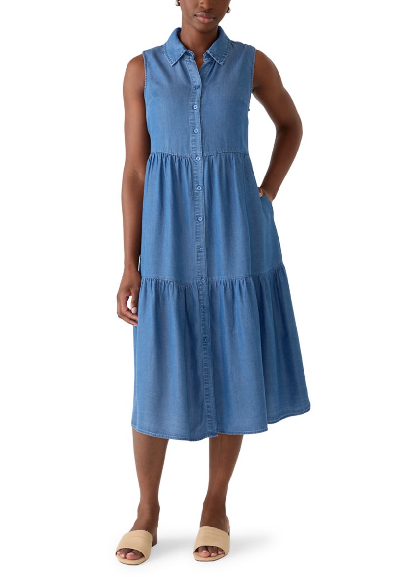 Crown & Ivy Petite Sleeveless Linen Shirt Dress | Belk