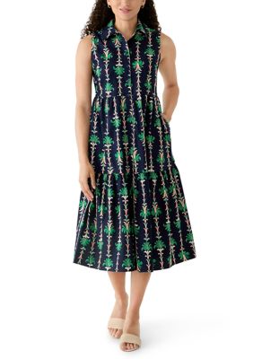 Crown & Ivy Women's Petite Sleeveless Linen Shirtdress