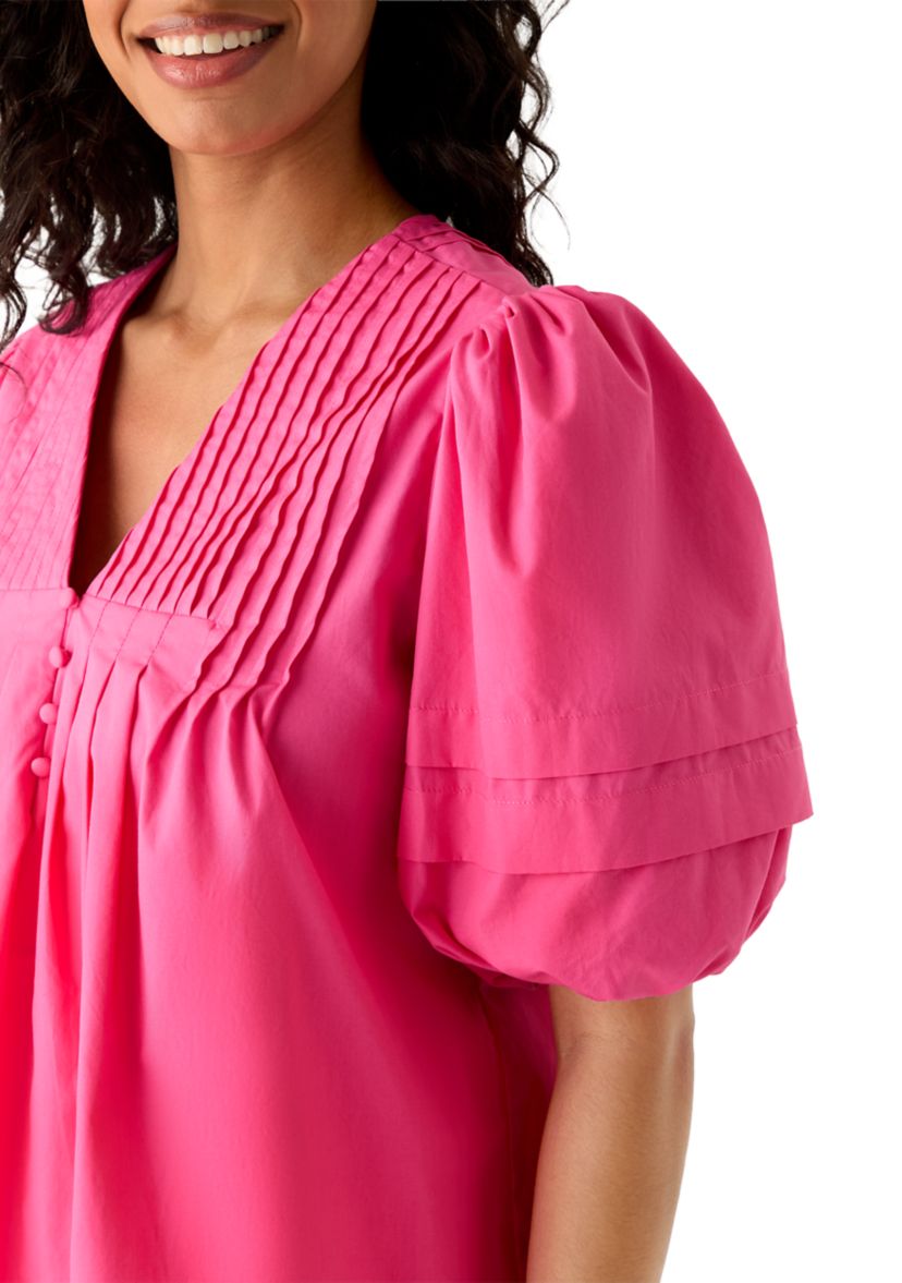 Crown & Ivy™ Women's Pintuck Yoke Woven Shirt | Belk