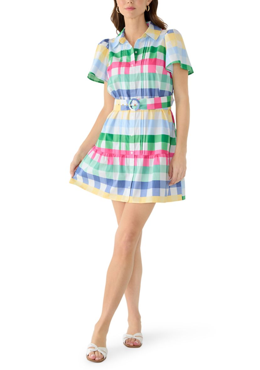 Crown & Ivy Women's Belted Plaid Shirtdress | Belk
