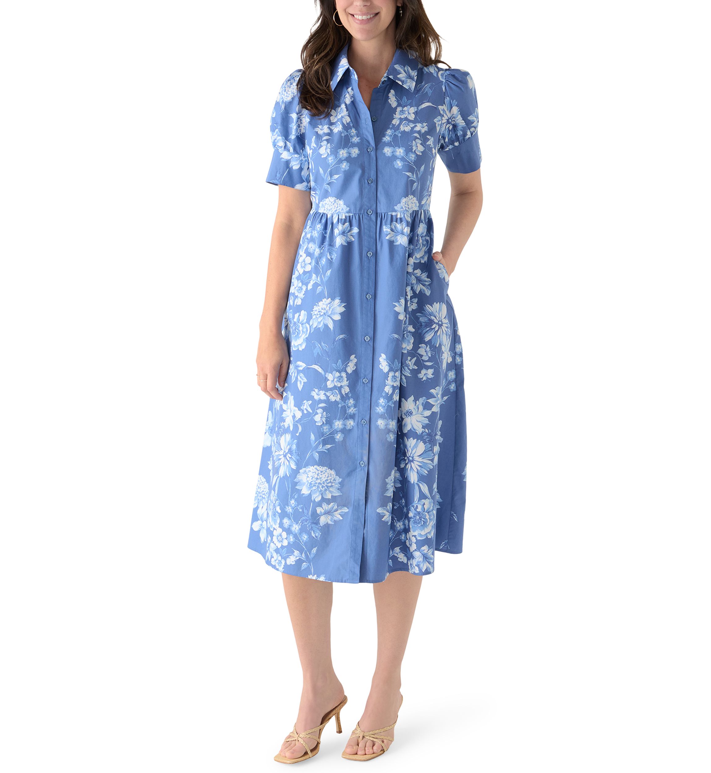 meredith floral embroidery a-line dress Asymmetric Dress long sleeve | Sustainable Clothing