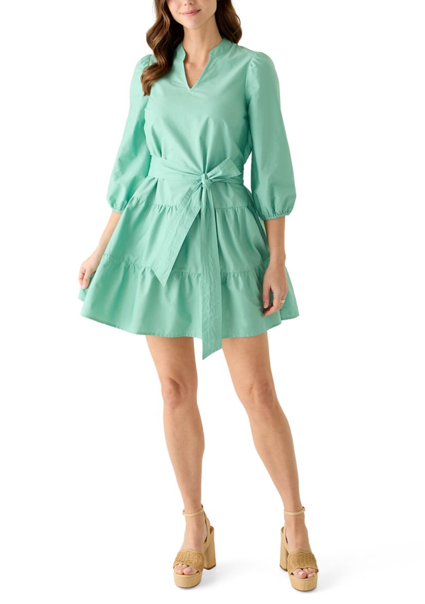 Crown & Ivy Women's 3/4 Sleeve Belted Peasant Dress | Belk