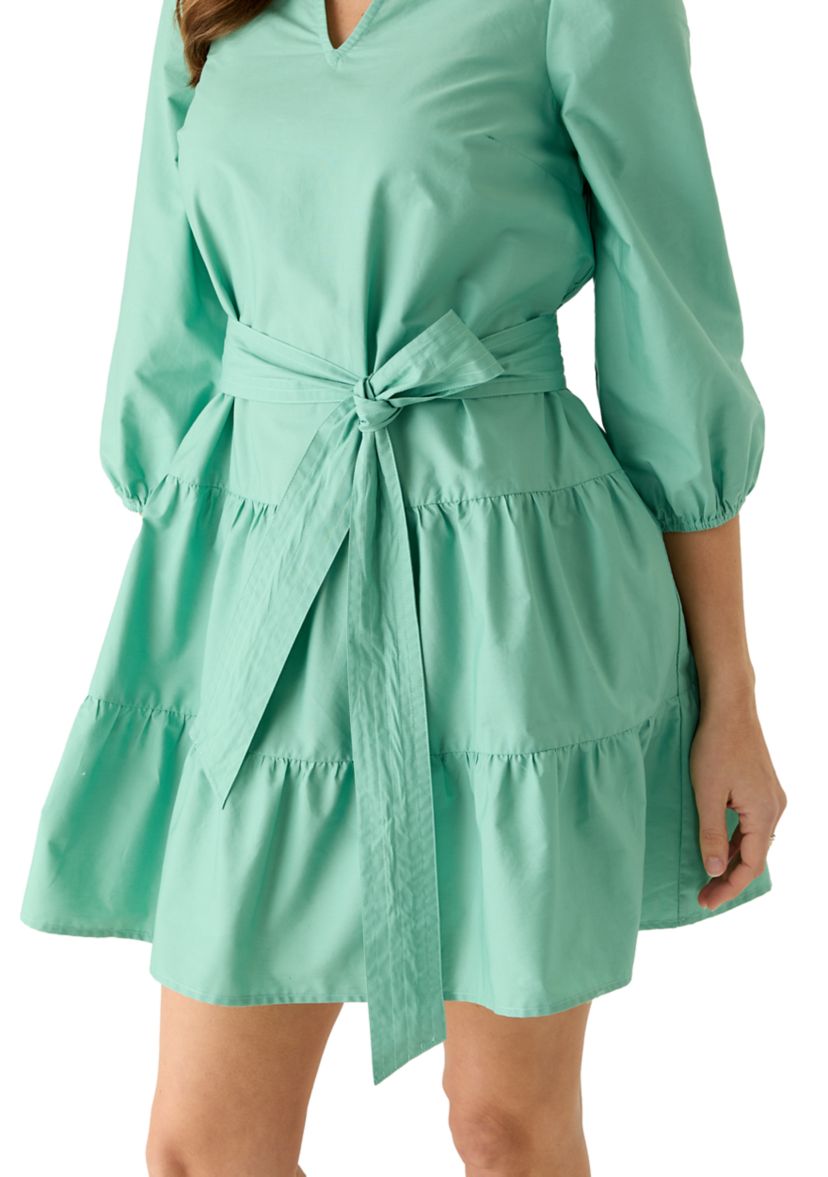 green emerald velvet dress It's In The Air Olive Green Striped 3/4 Sleeve Midi Dress – Shop the Mint main image 0