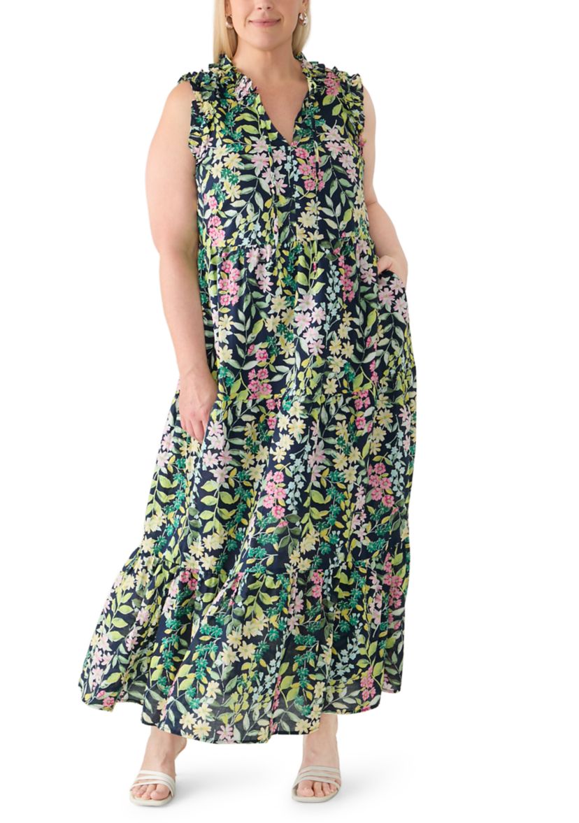 crown and ivy maxi dress Crown & Ivy Women's Sleeveless Striped Tiered Maxi Dress