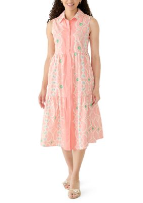 Crown & Ivy Petite Sleeveless Linen Shirtdress