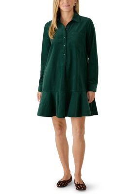 Crown & Ivy Women's Long Sleeve Tiered Mini Shirtdress