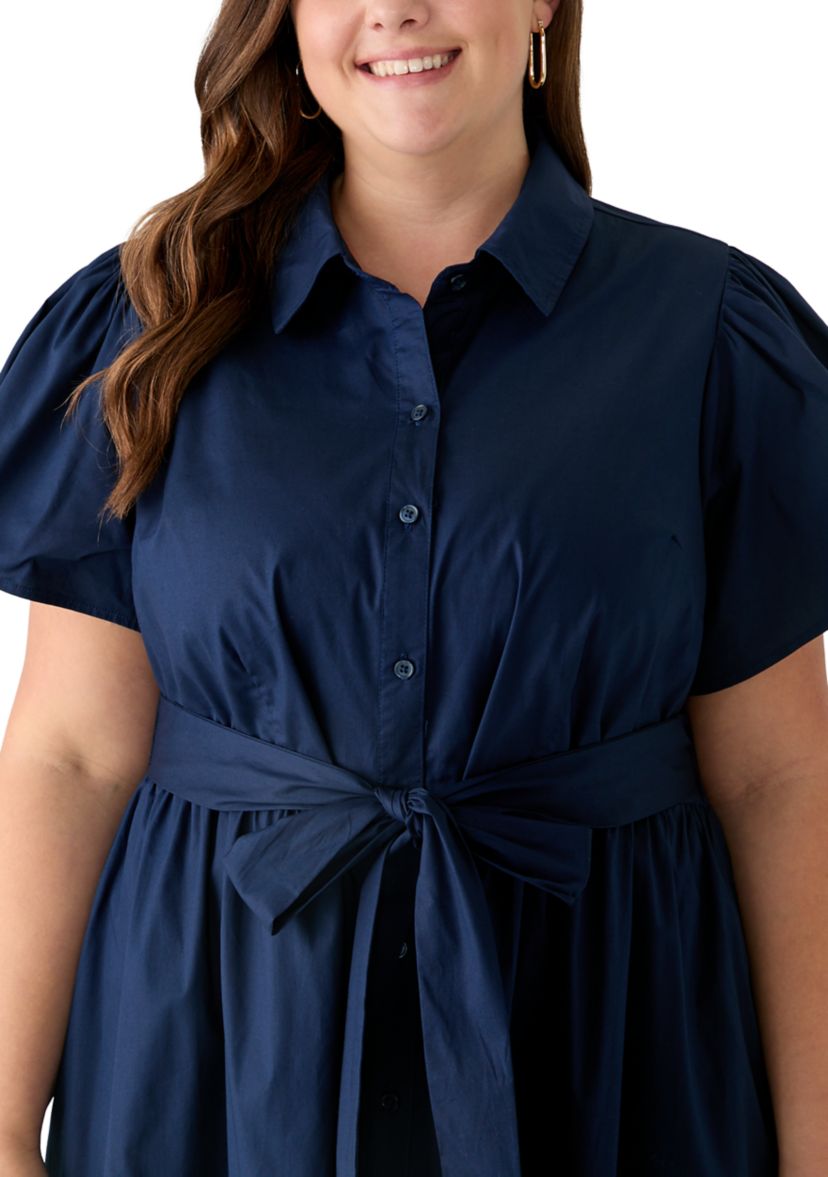 Crown & Ivy™ Plus Size Short Sleeve Midi Shirtdress | Belk