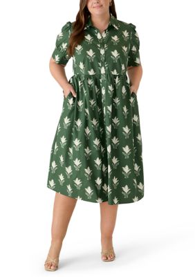 Crown & Ivy Women's Plus Size Short Sleeve Meredith Dress