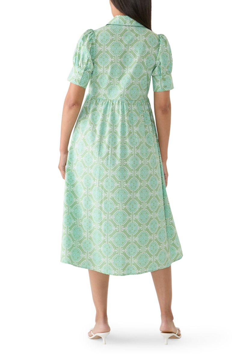 belk crown and ivy green dress & Ivy™ Women's Puff Sleeve Button Front Midi mid length dresses