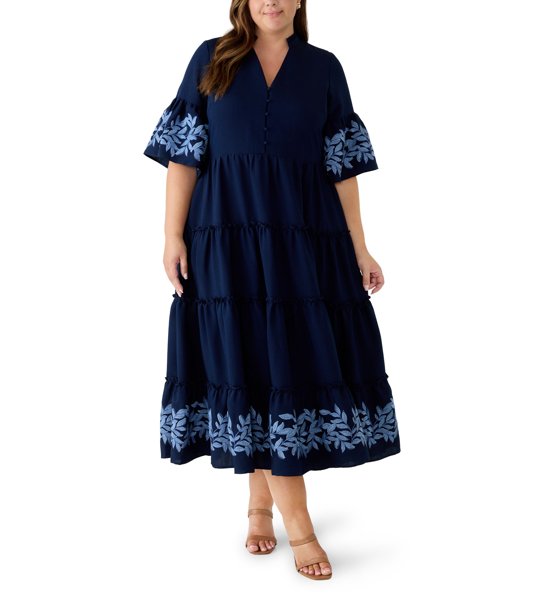 light blue dress mini Denim Daydream Scoop Neck Flowy 23.6 Hips Material:COTTON crochet Anna October, Tulip Dress