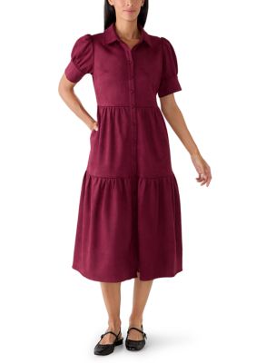 Crown & Ivy Women's Elbow Sleeve Tiered Dress