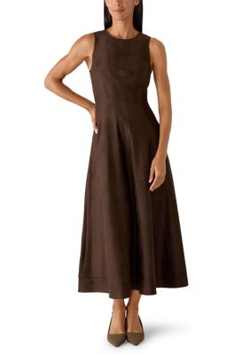Crown & Ivy Women's Petite Sleeveless Suede Midi Dress