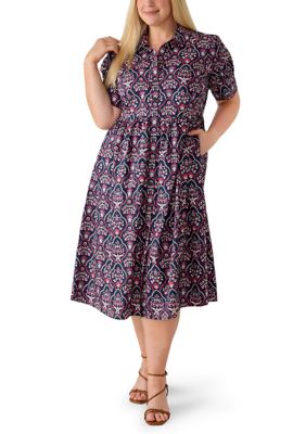 Crown & Ivy Women's Plus Size Short Sleeve Meredith Dress