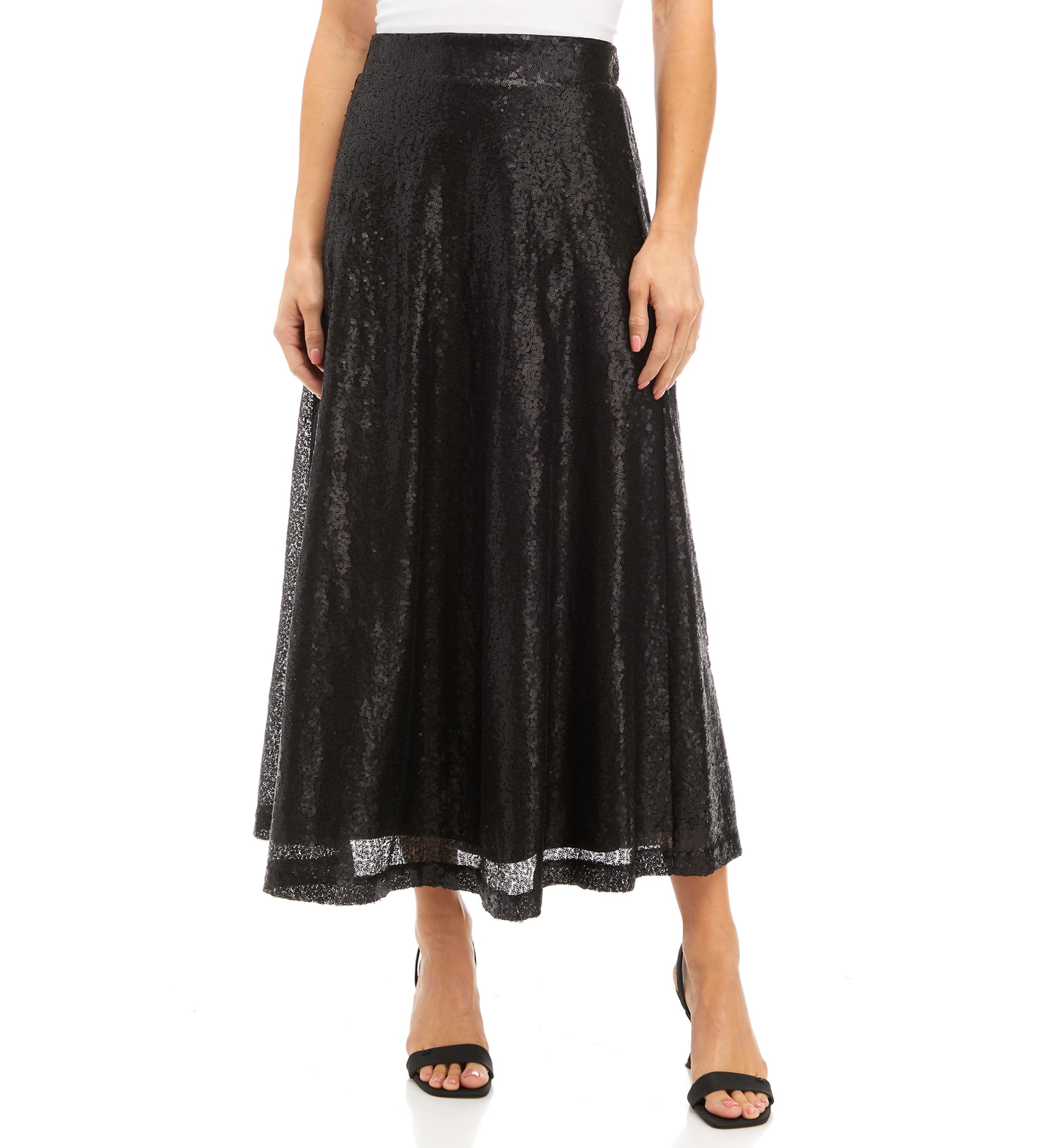 Womens Matte Sequin Skirt