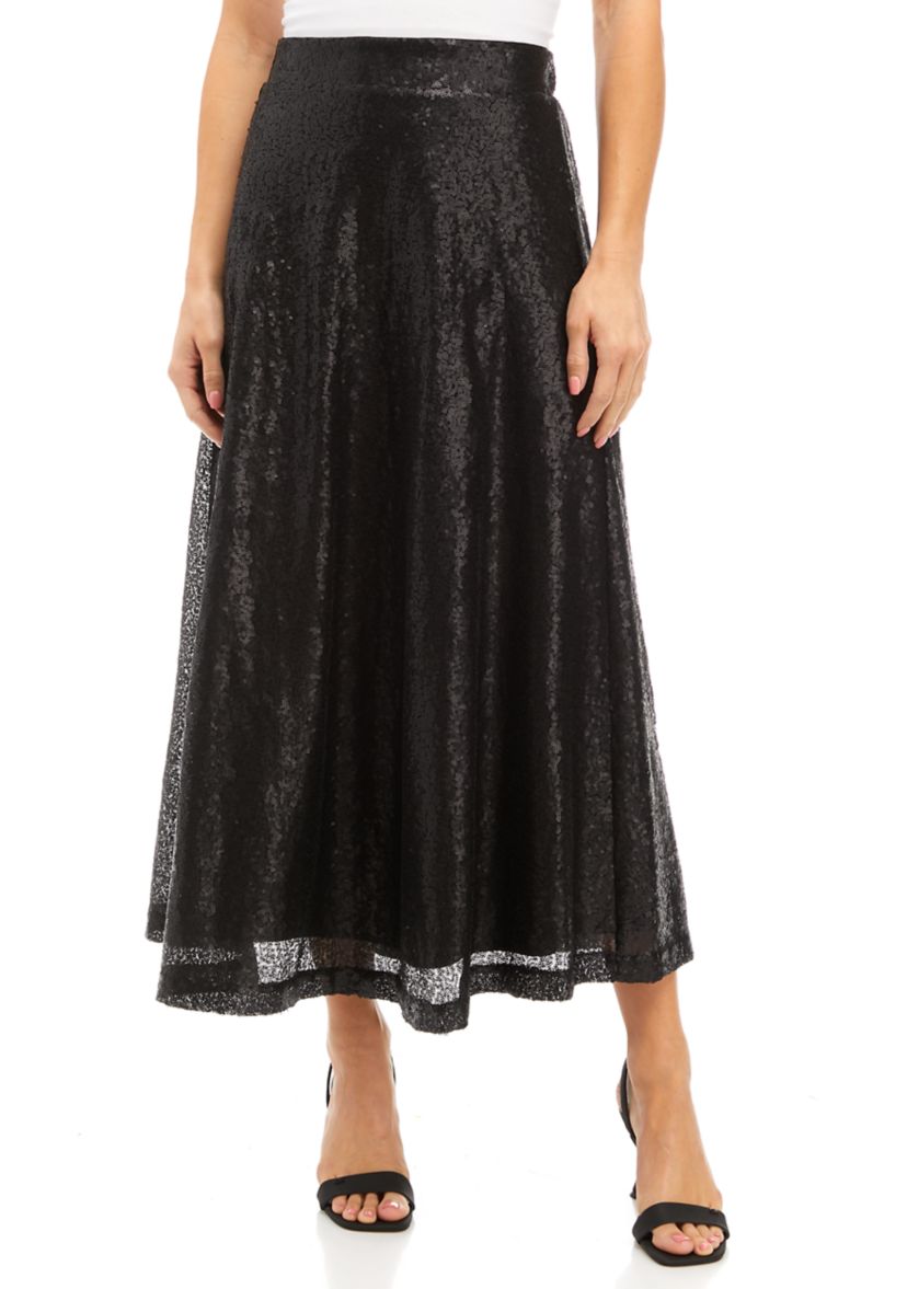 Womens Matte Sequin Skirt