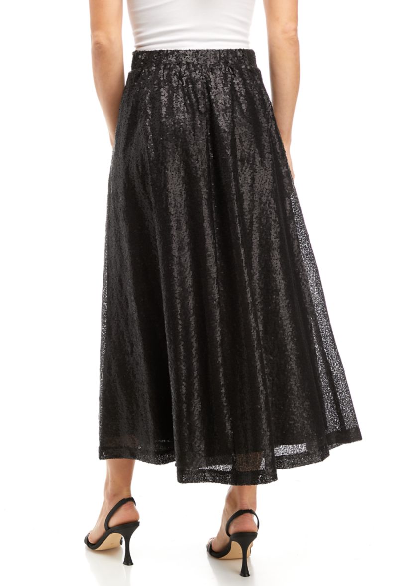 Womens Matte Sequin Skirt