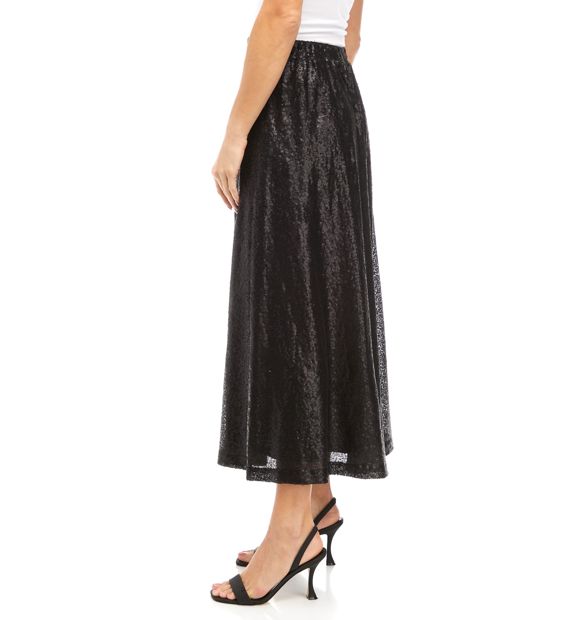 Womens Matte Sequin Skirt