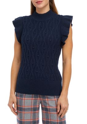 Women's Ruffle Sleeve Mock Neck Sweater