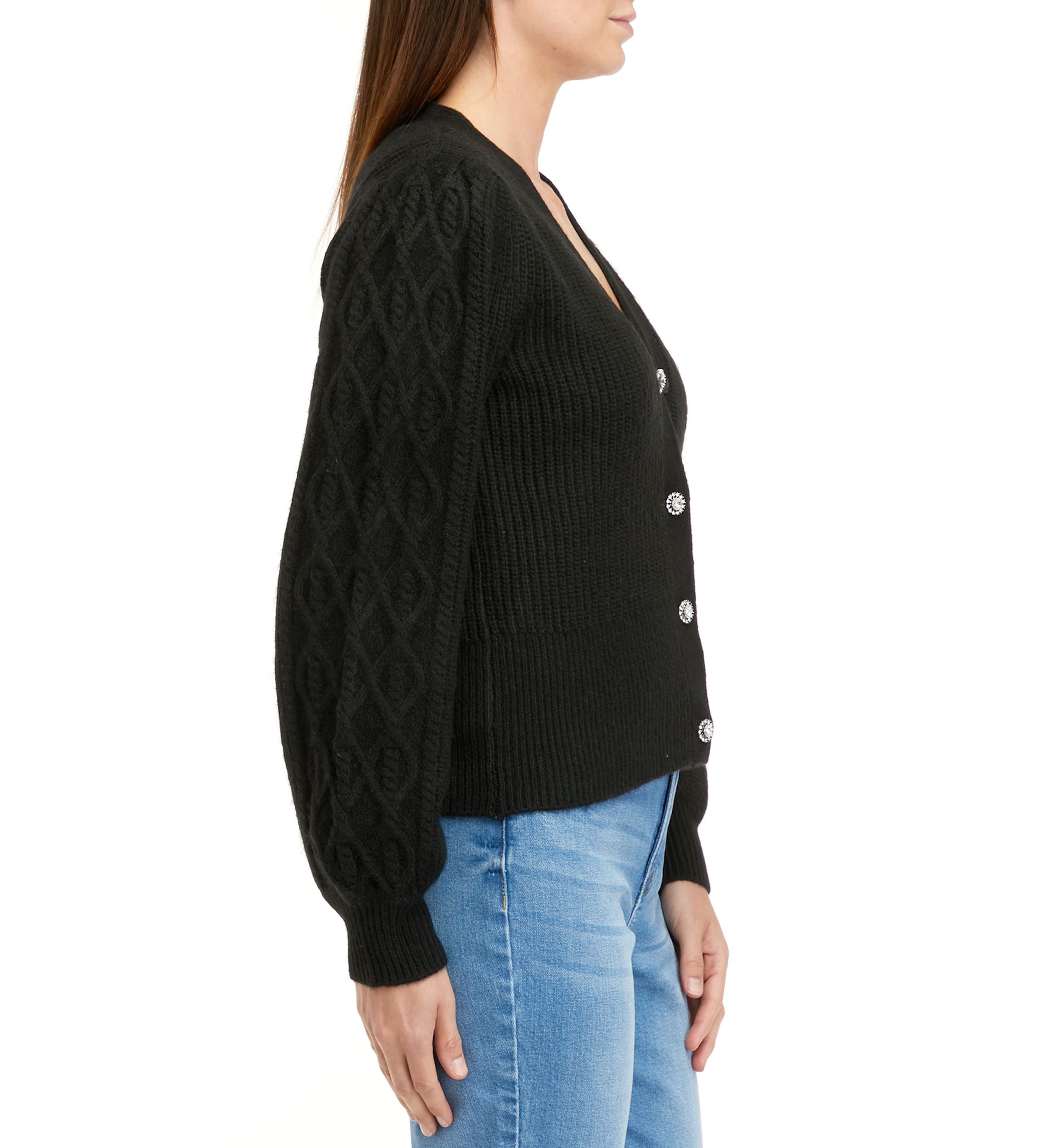 Womens Jeweled Button Cardigan