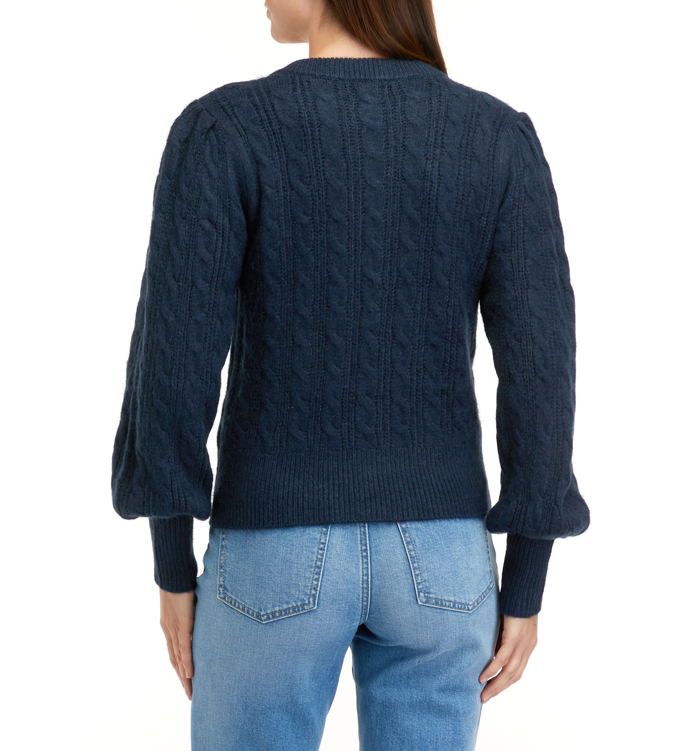 Womens Jeweled Button Henley Sweater