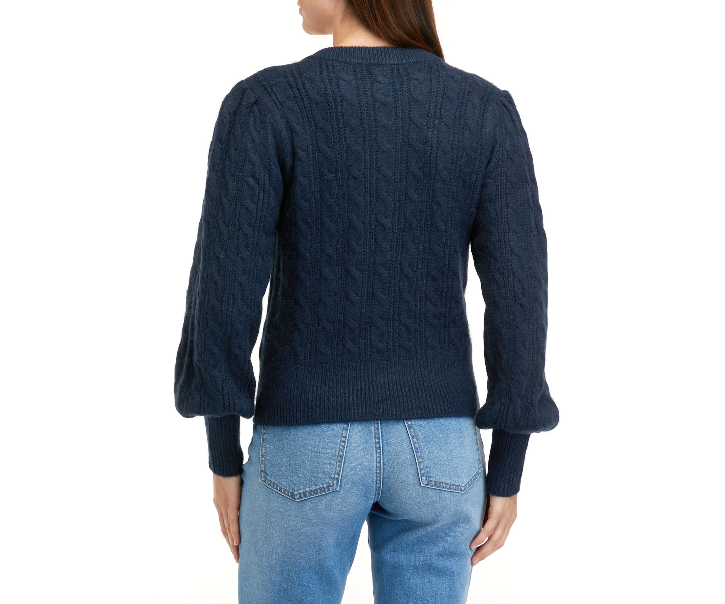 Womens Jeweled Button Henley Sweater