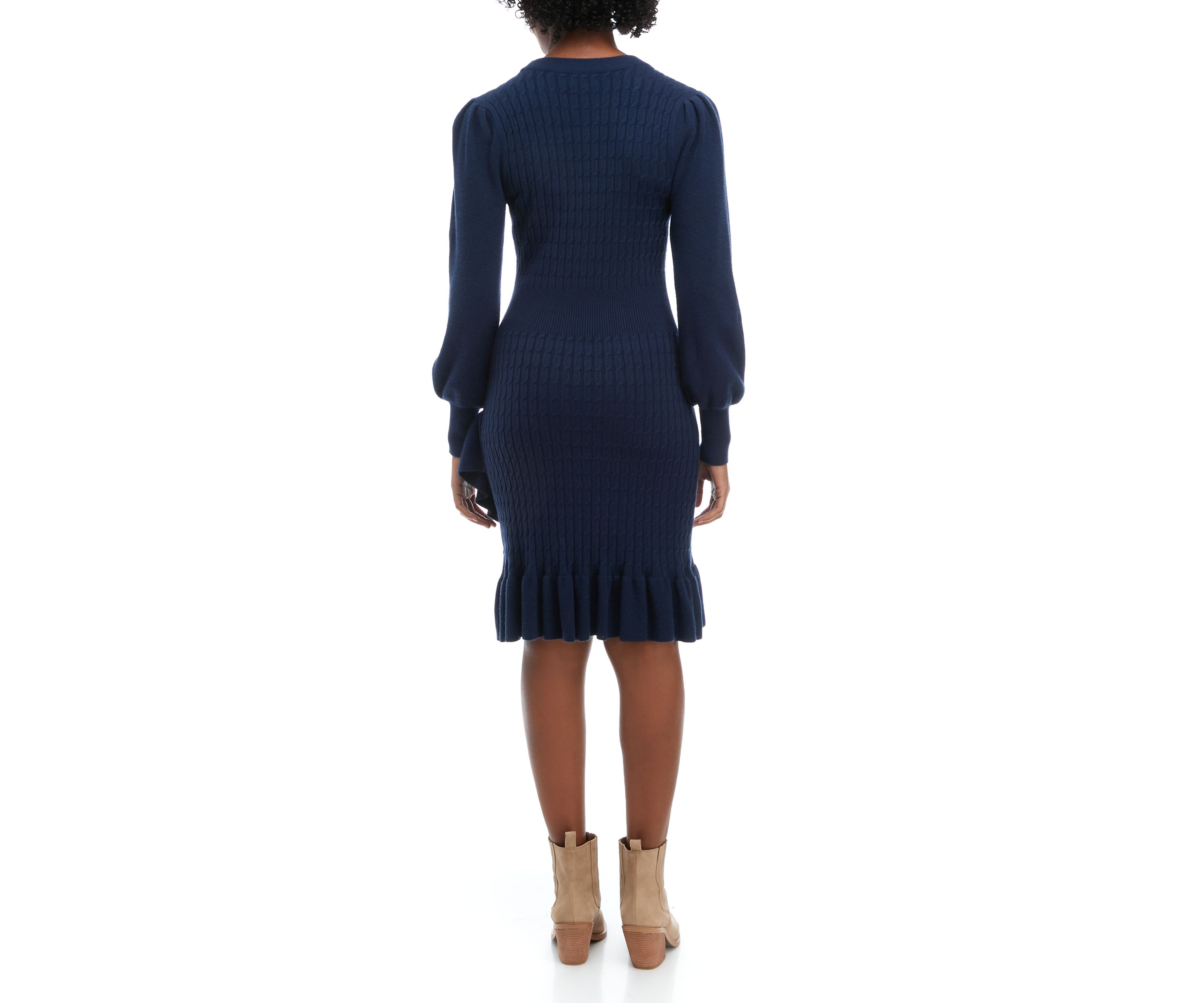Womens Long Sleeve Wrap Front Sweater Dress