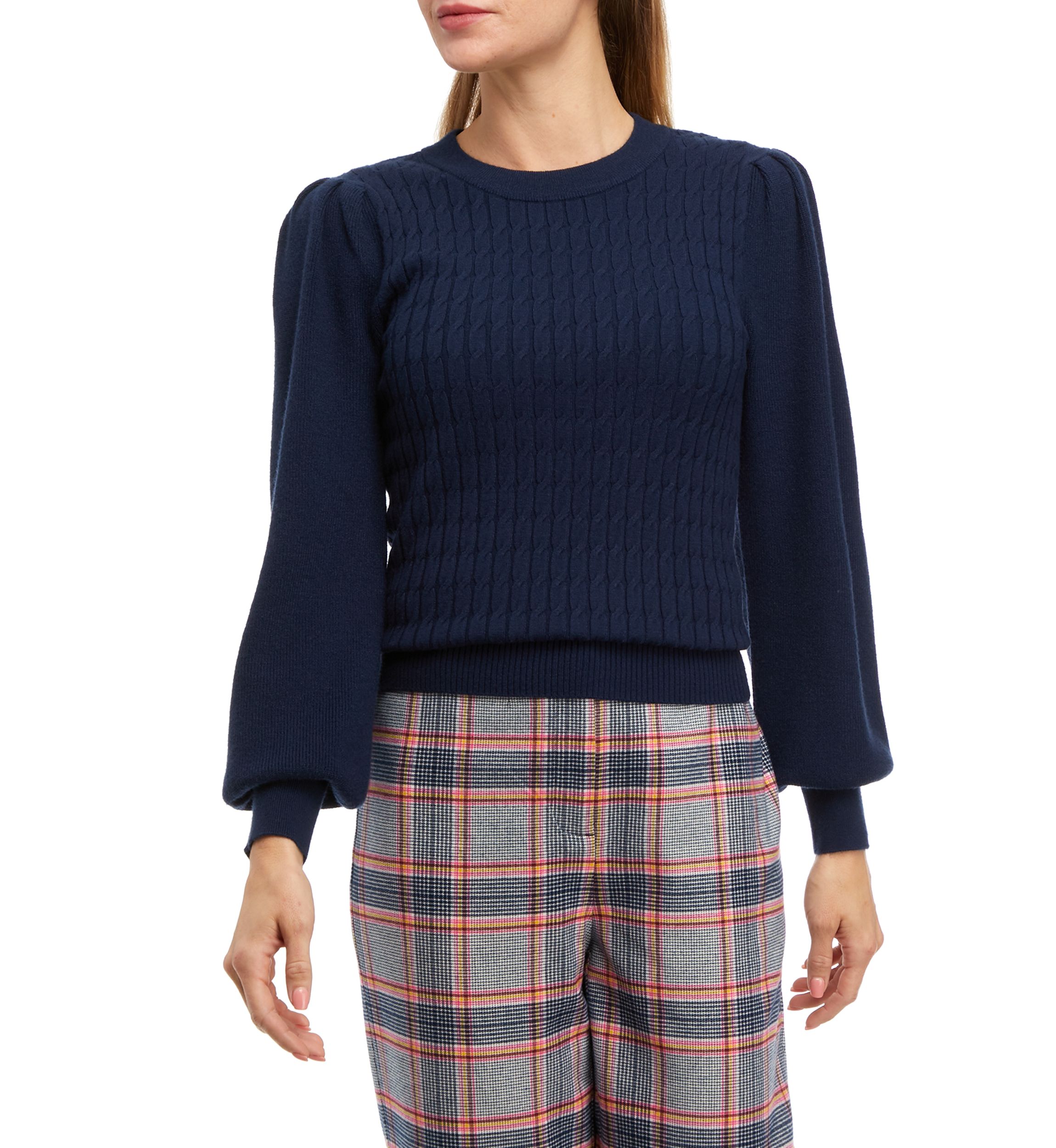 Womens Mini Cable Crew Sweater 