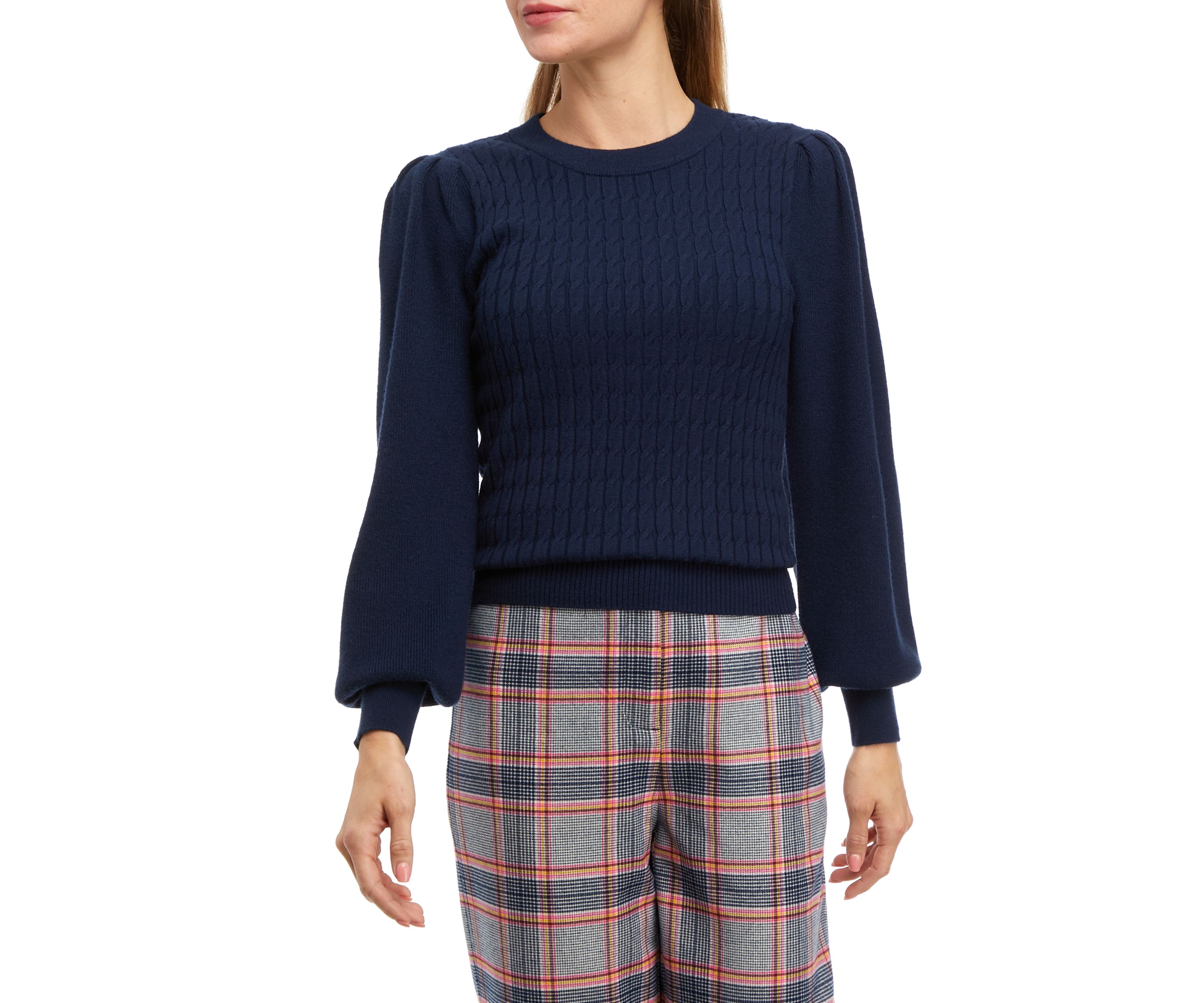 Womens Mini Cable Crew Sweater 