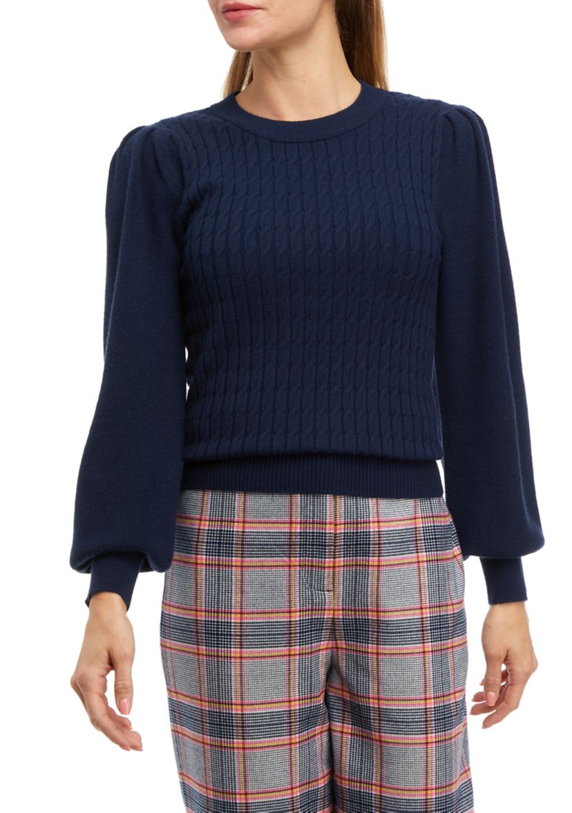Womens Mini Cable Crew Sweater 