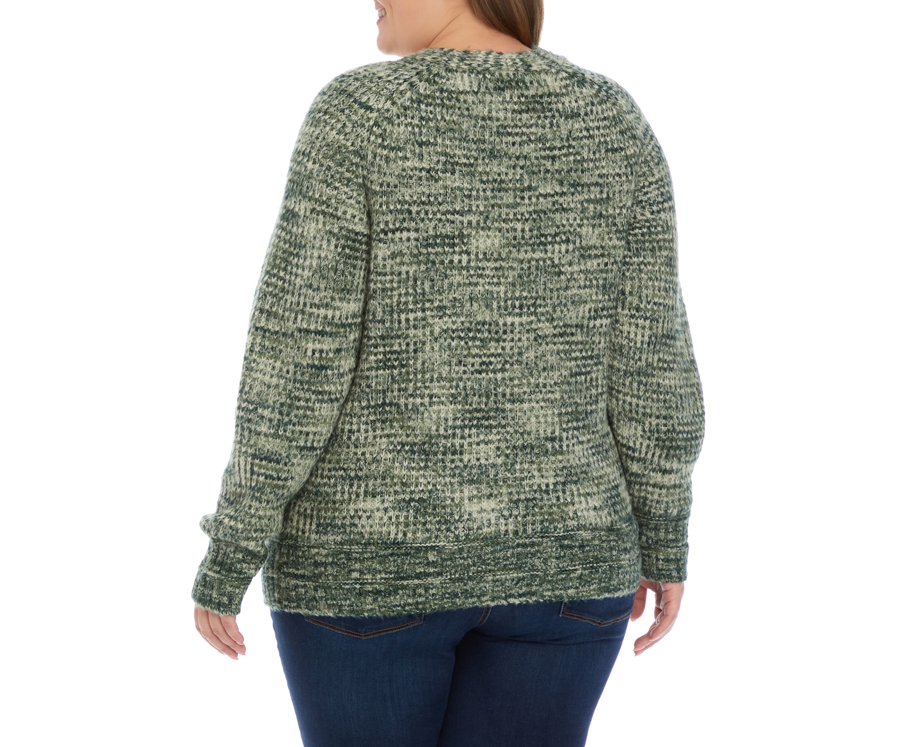 Plus Size Long Sleeve Space Dye V-Neck Cardigan