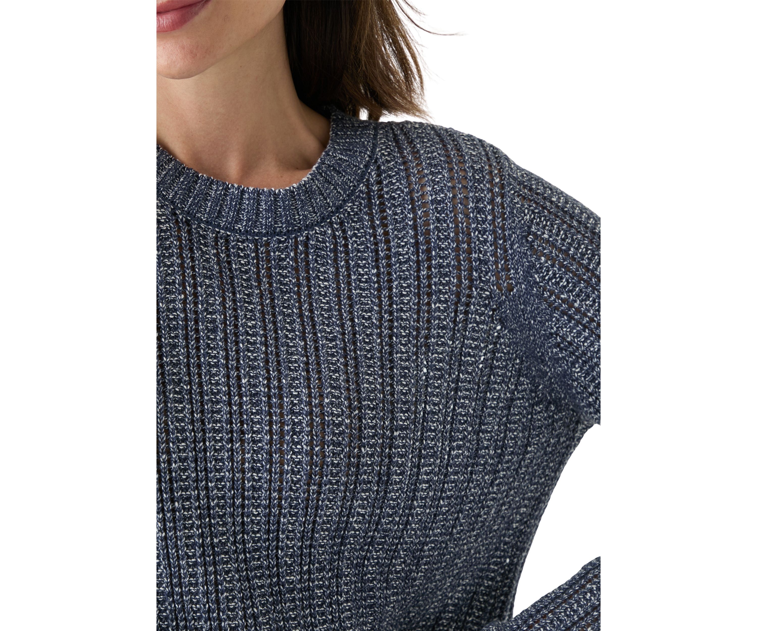 Womens Long Sleeve Open Stitch Crew Neck Sweater