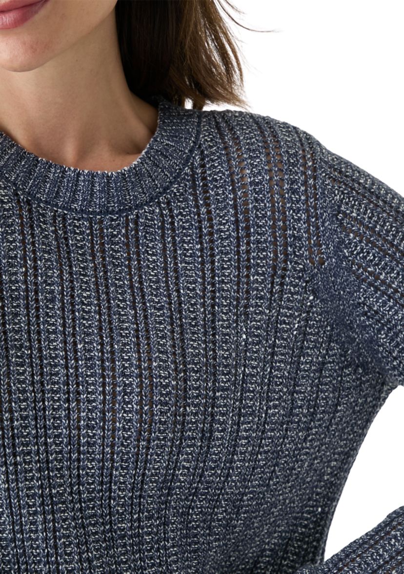 Womens Long Sleeve Open Stitch Crew Neck Sweater