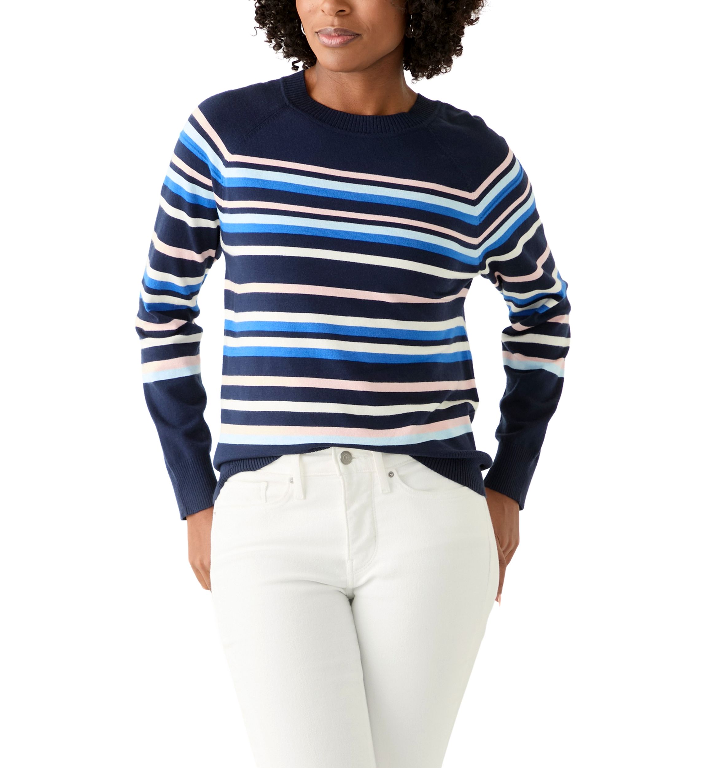 Womens Long Sleeve Fine Seamed Pullover Sweater