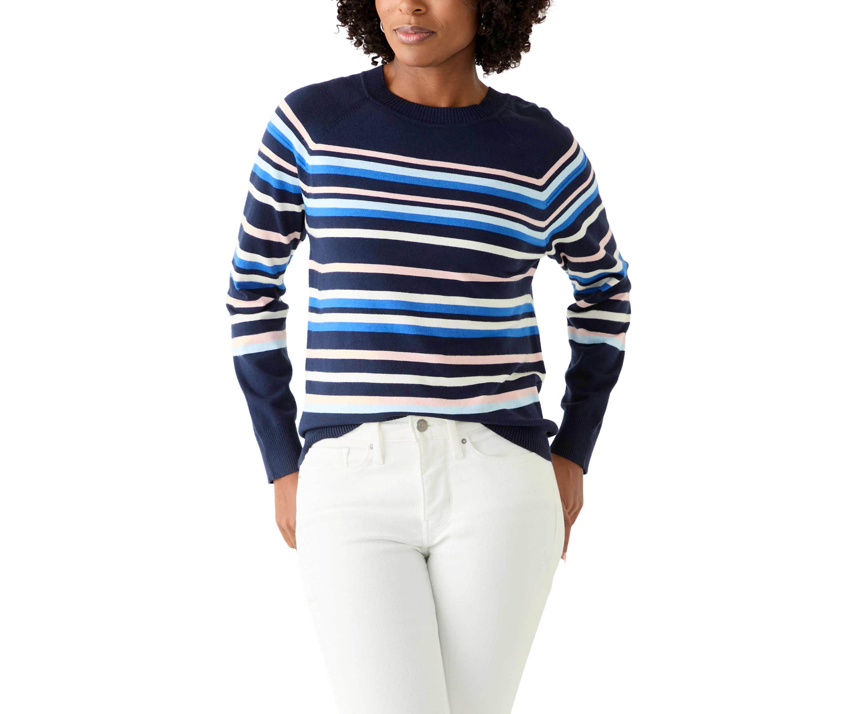 Womens Long Sleeve Fine Seamed Pullover Sweater