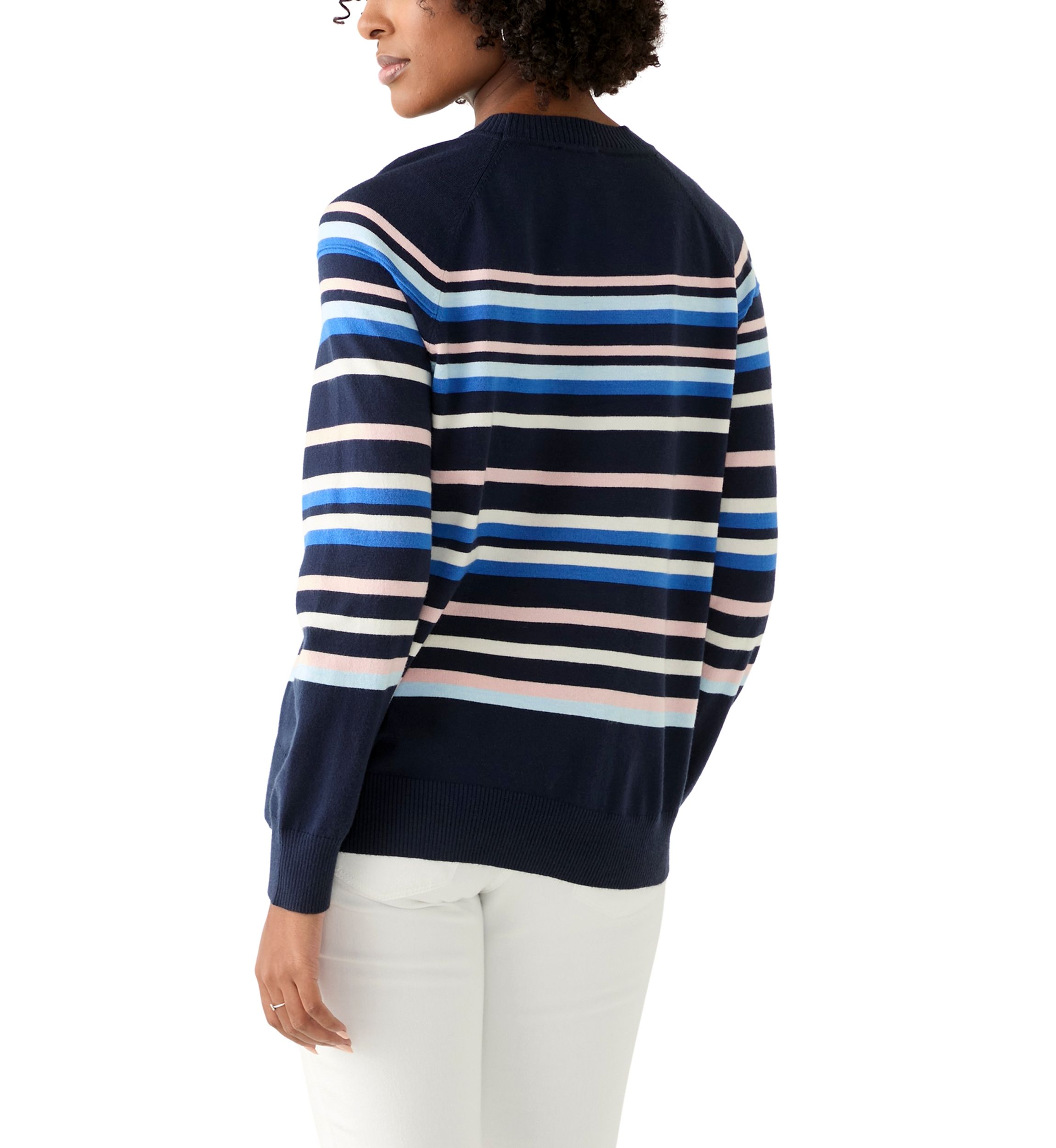 Womens Long Sleeve Fine Seamed Pullover Sweater