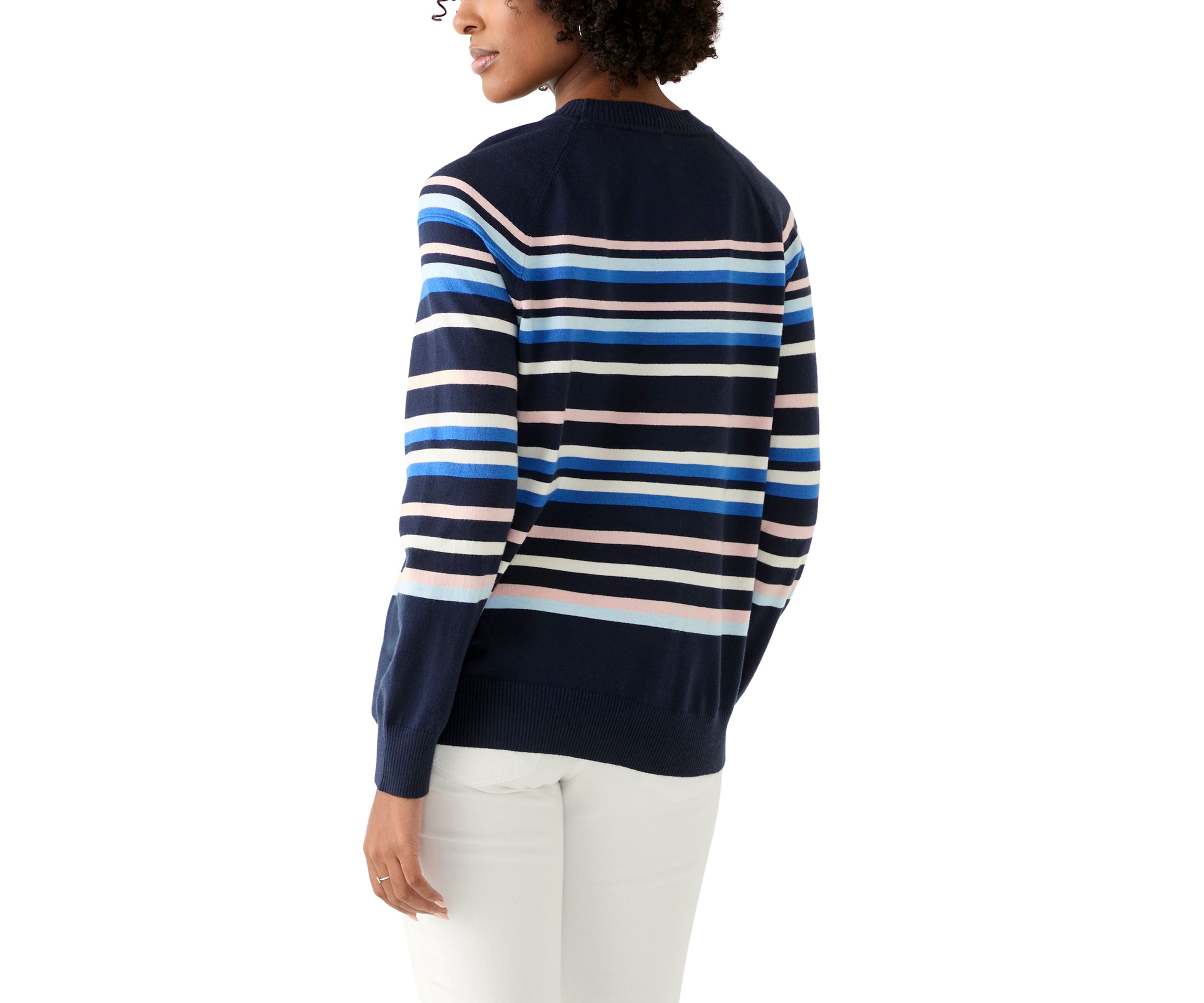 Womens Long Sleeve Fine Seamed Pullover Sweater