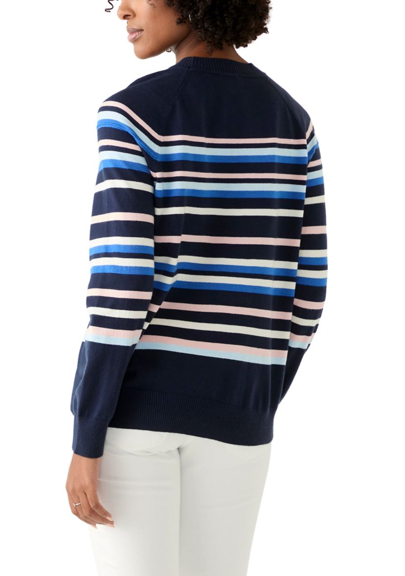 Womens Long Sleeve Fine Seamed Pullover Sweater