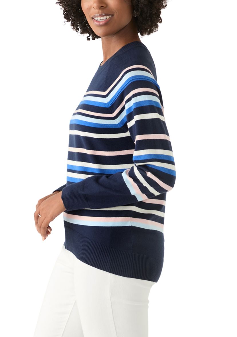 Womens Long Sleeve Fine Seamed Pullover Sweater