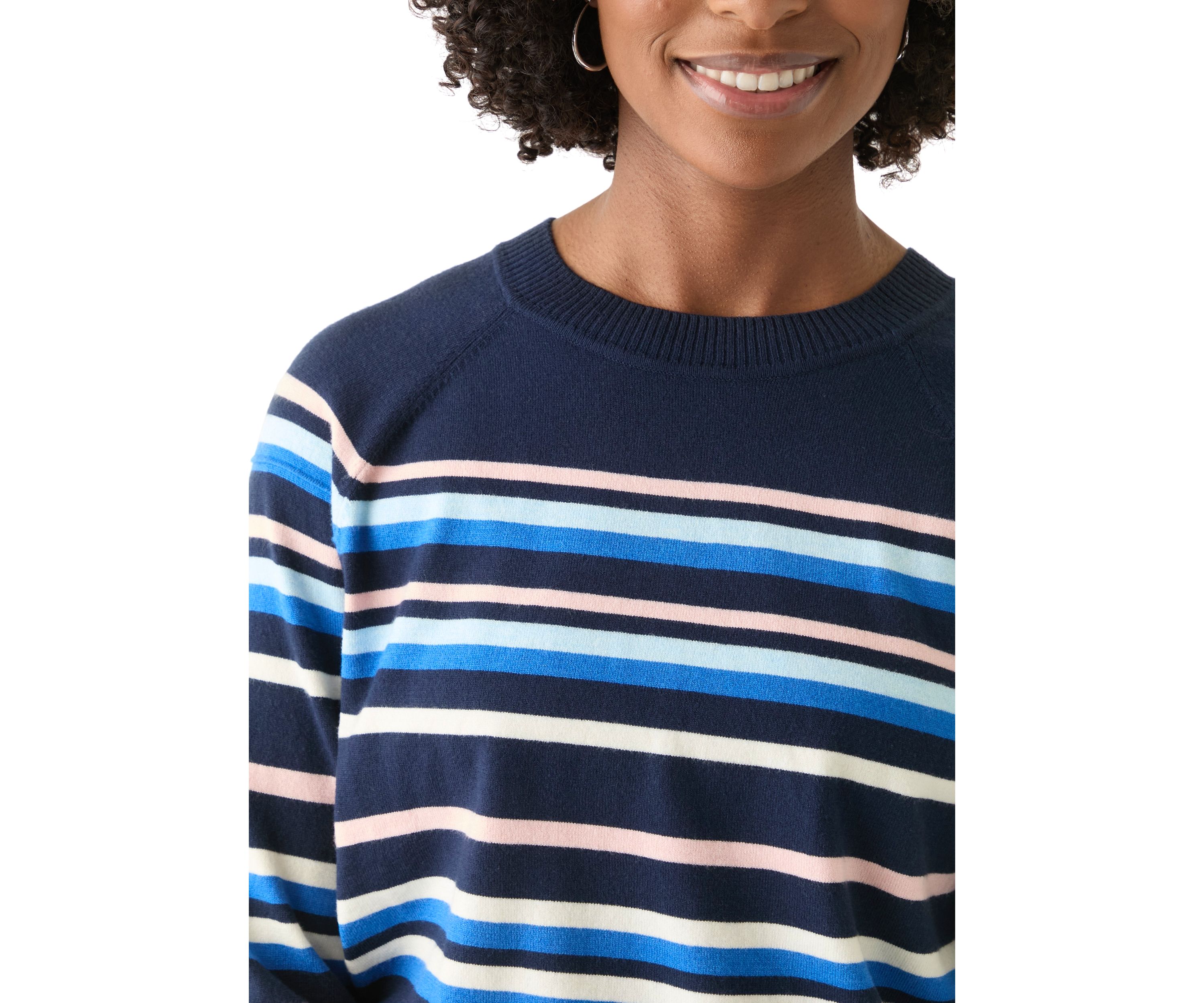 Womens Long Sleeve Fine Seamed Pullover Sweater