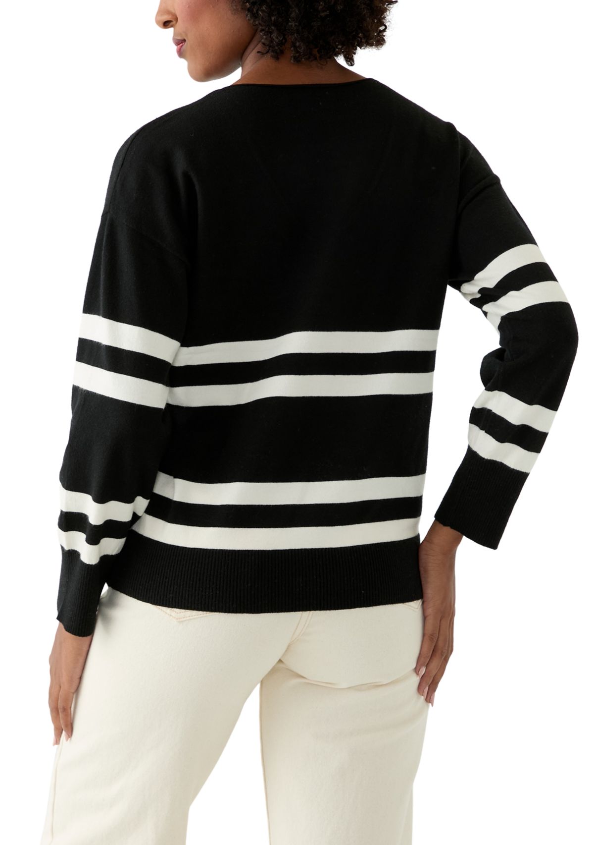Womens Fine Gauge V-Neck Sweater Knit Top